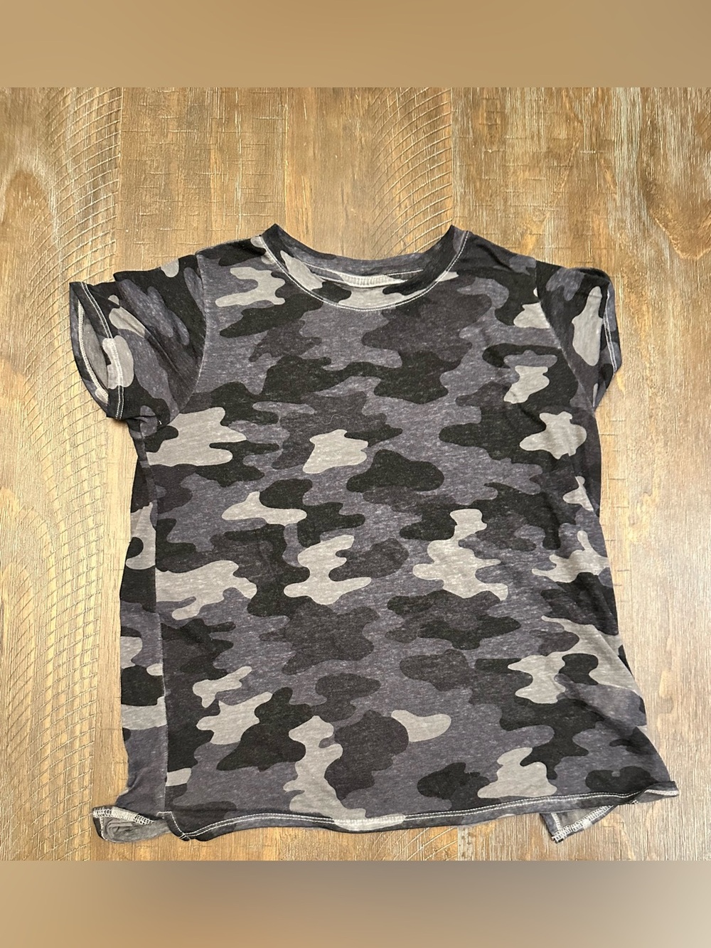 Lucky Brand gray & black camouflage top S #camo